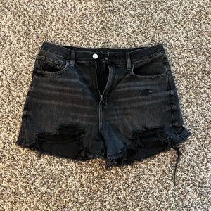 American Eagle Outfitters Black Distressed Denim Shorts